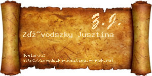 Závodszky Jusztina névjegykártya